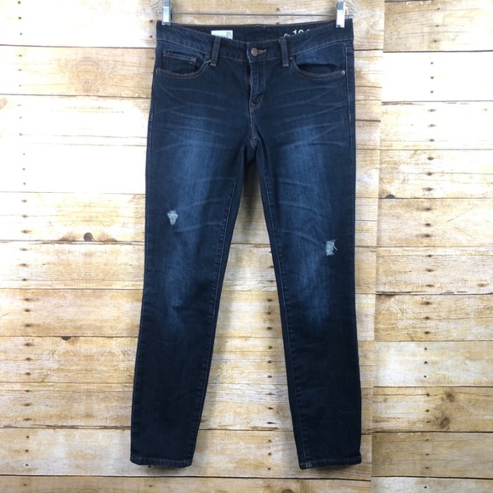 Gap 1969 Women’s Dark Wash Distressed Skinny Leg Denim Jeans 27